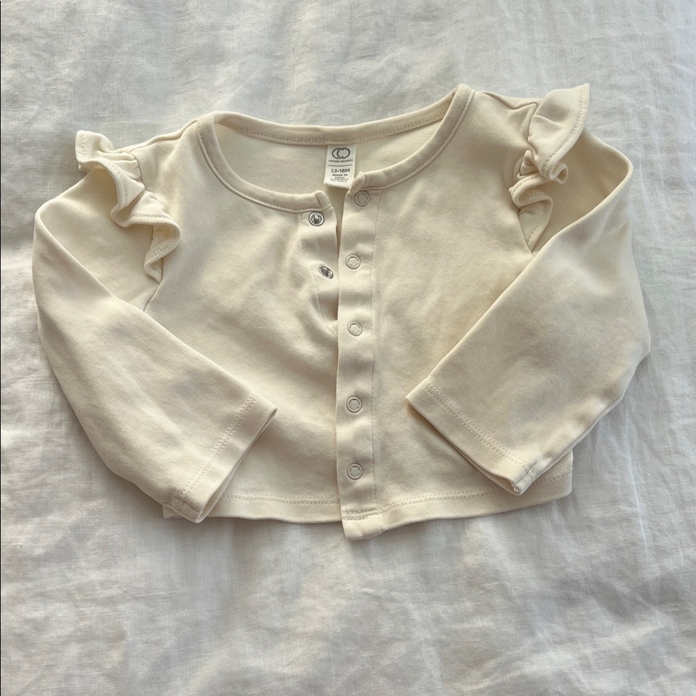Cream Ruffled Kids Cardigan